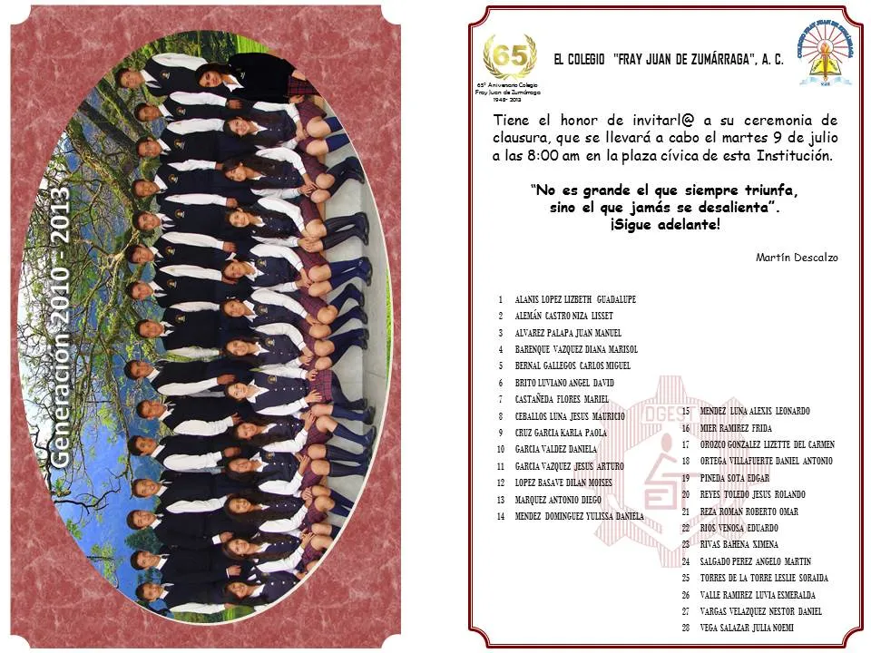 Invitación y foto grupal de Clausura de Fin de Curso para ... Invitación y foto grupal de Clausura de Fin de Curso para ...