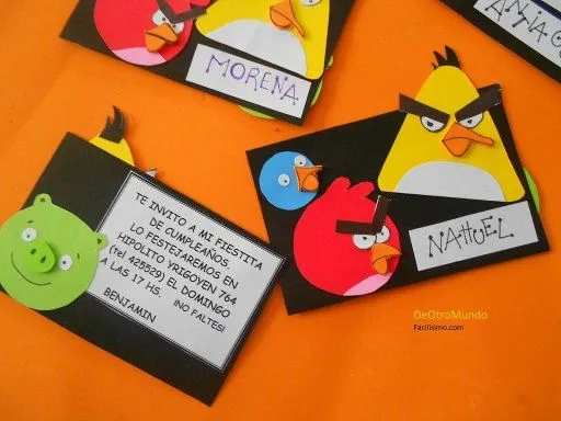 Como hacer invitaciónes en goma eva de Angry Birds - Imagui