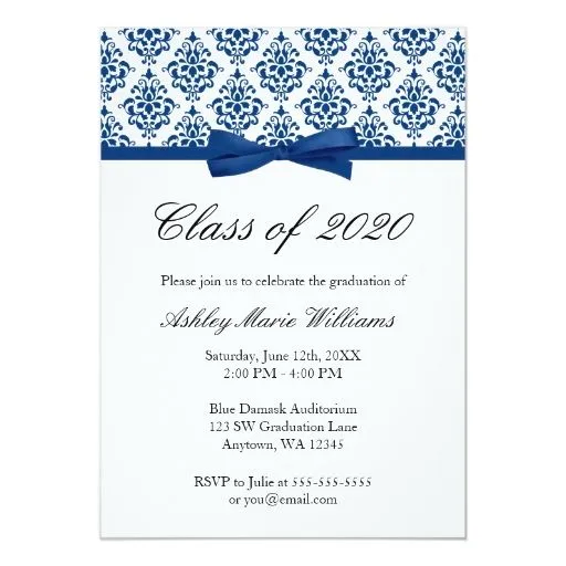 Invitación de la graduación del arco del damasco | Zazzle Invitación de la graduación del arco del damasco | Zazzle