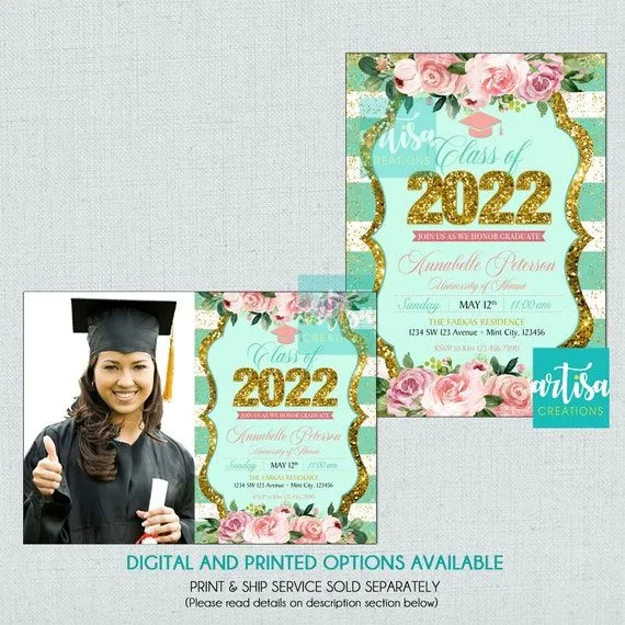 Invitación de graduación de Mint invitaciones de graduación - Etsy México Invitación de graduación de Mint invitaciones de graduación - Etsy México