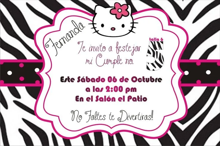 Invitacion de Hello kitty zebra | Invitaciones | Pinterest | Hello ... Invitacion de Hello kitty zebra | Invitaciones | Pinterest | Hello ...