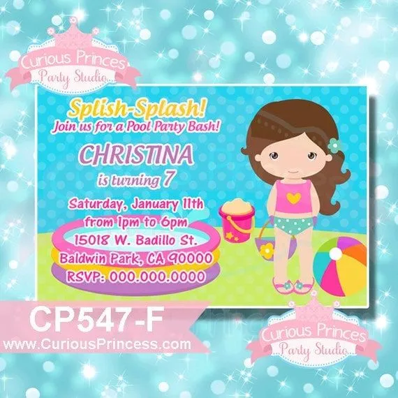 Invitacion imprimible de niña en 4x6 por CuriousPrincessDIS en Etsy Invitacion imprimible de niña en 4x6 por CuriousPrincessDIS en Etsy