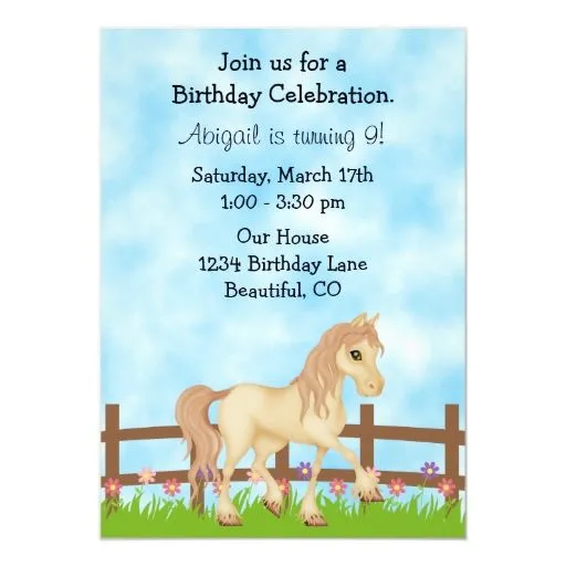 Invitación linda del cumpleaños del caballo para | Zazzle
