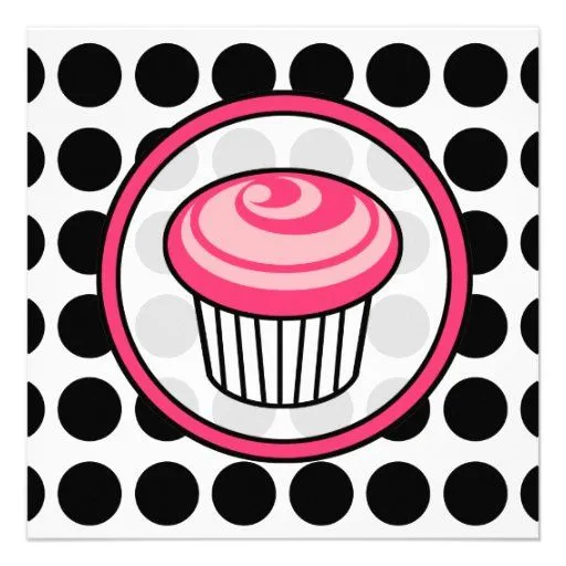 Invitación de la magdalena - lunar/rosa y negro de Zazzle. Invitación de la magdalena - lunar/rosa y negro de Zazzle.