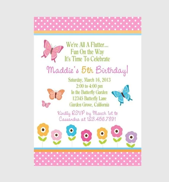 INVITACIÓN de mariposa / chicas cumpleaños por traditionsbydonna
