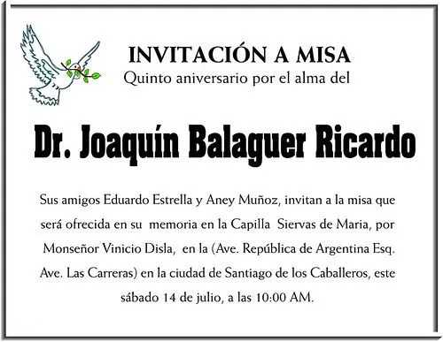 invitacion a misa aniversario muerte Joaquin Balaguer | Flickr ... invitacion a misa aniversario muerte Joaquin Balaguer | Flickr ...