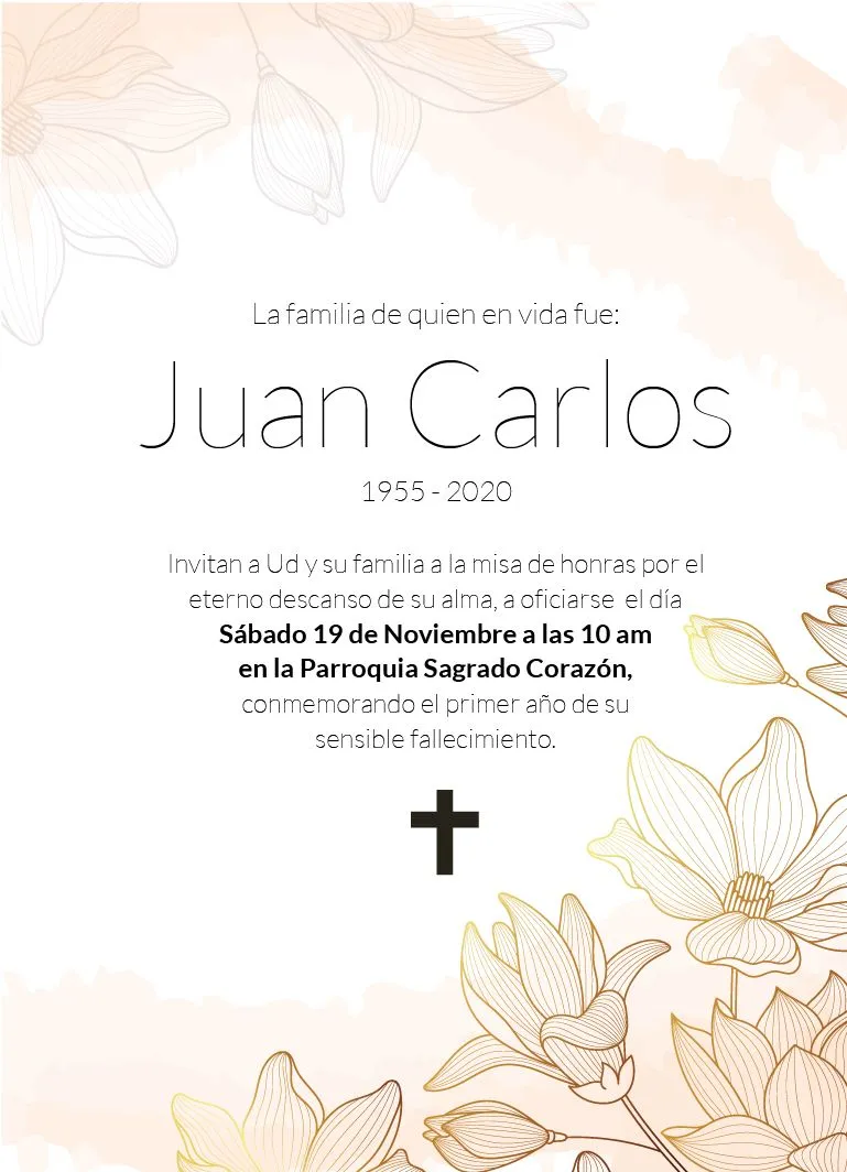 ▷ Invitacion misa de difunto modelo cruz blanca | Tutti Descargas