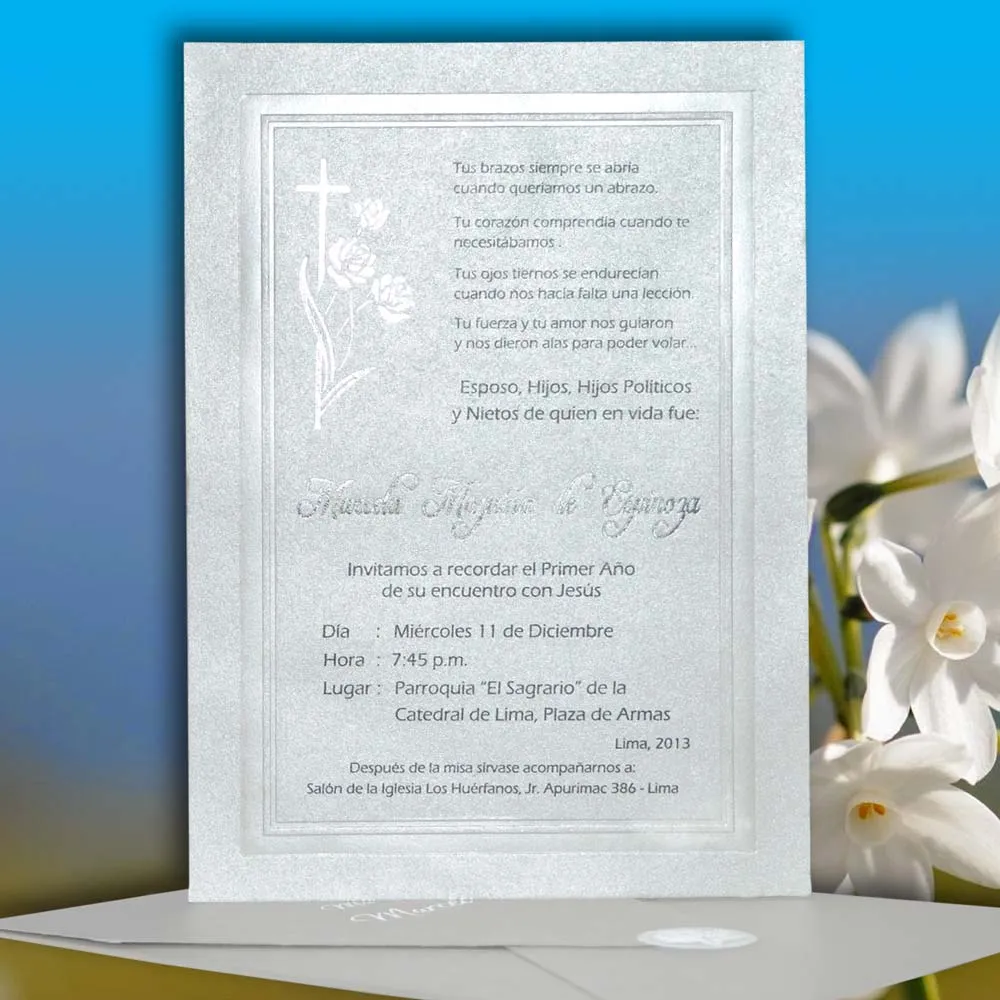 Invitación para Misa de Honras (hr-56851) - Angels Graphic Invitación para Misa de Honras (hr-56851) - Angels Graphic