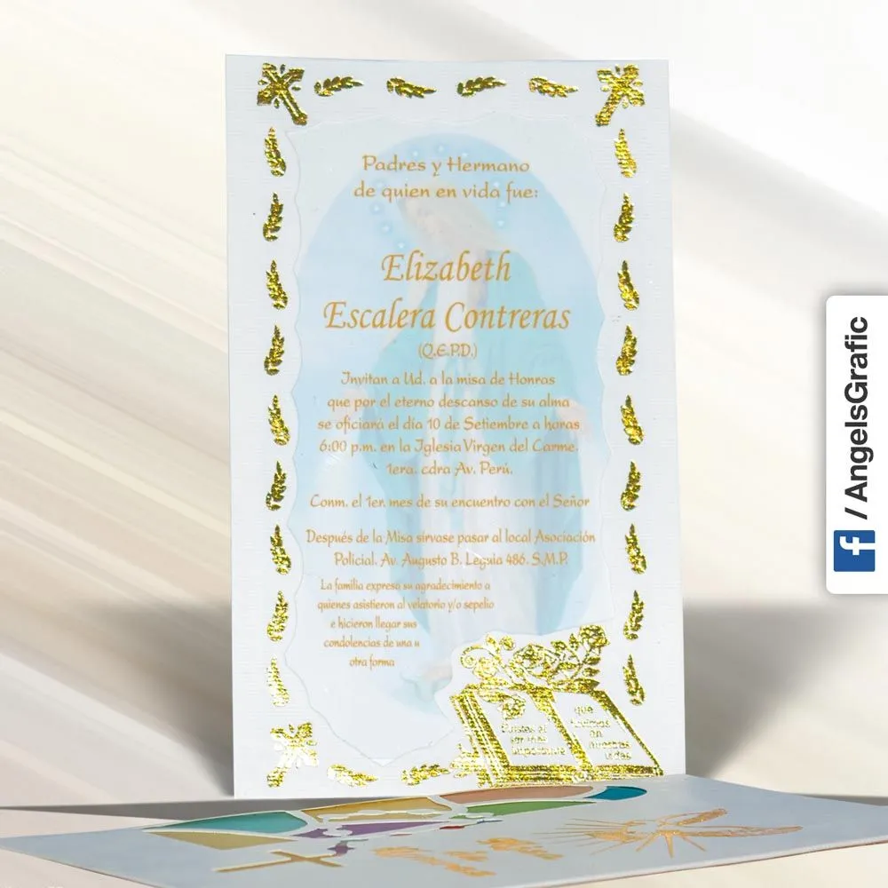 Invitación para Misa de Honras (hr-56857) - Angels Graphic Invitación para Misa de Honras (hr-56857) - Angels Graphic