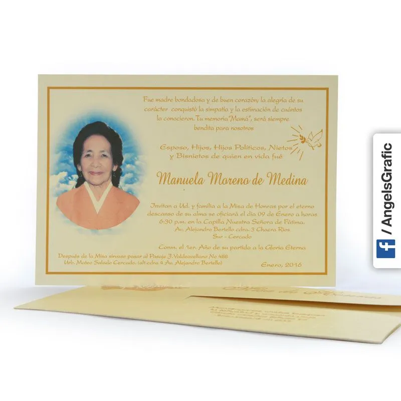 Invitación para Misa de Honras (hr-56861) - Angels Graphic Invitación para Misa de Honras (hr-56861) - Angels Graphic
