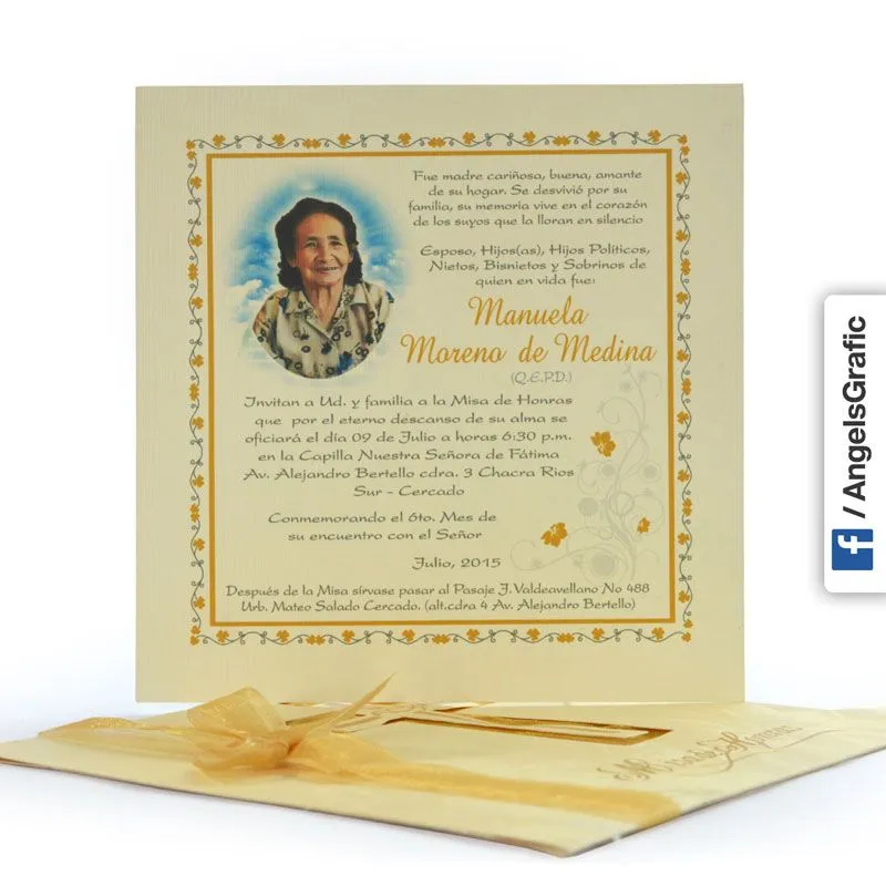 Invitación para Misa de Honras (hr-56866) - Angels Graphic Invitación para Misa de Honras (hr-56866) - Angels Graphic