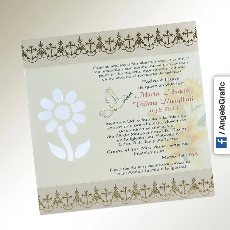 Invitación para Misa de Honras (hr-56870) - Angels Graphic Invitación para Misa de Honras (hr-56870) - Angels Graphic