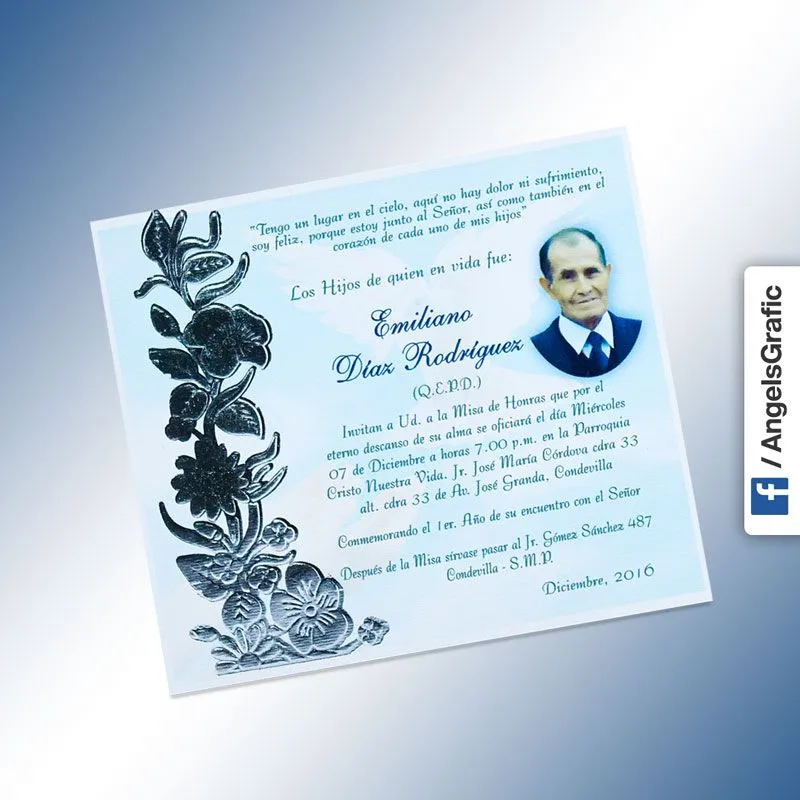 Invitación para Misa de Honras (hr-56873) - Angels Graphic Invitación para Misa de Honras (hr-56873) - Angels Graphic
