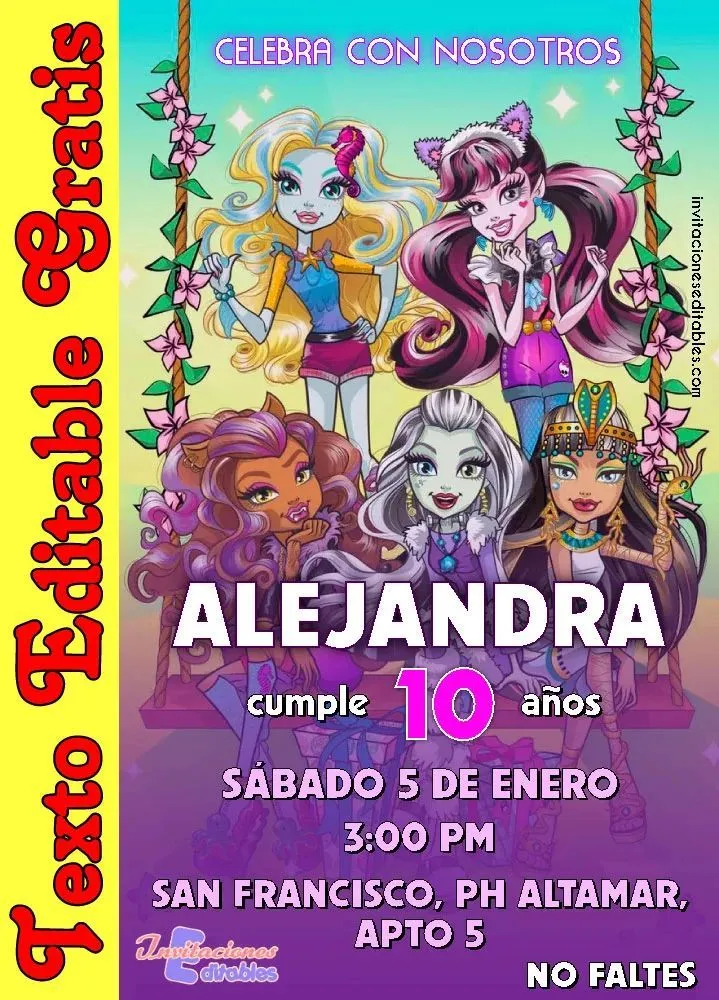 Invitación de Monster High 01 - 01-Sólo quitar marca de agua en 2023 | Invitaciones de monster high, Monster high, Invitaciones Invitación de Monster High 01 - 01-Sólo quitar marca de agua en 2023 | Invitaciones de monster high, Monster high, Invitaciones