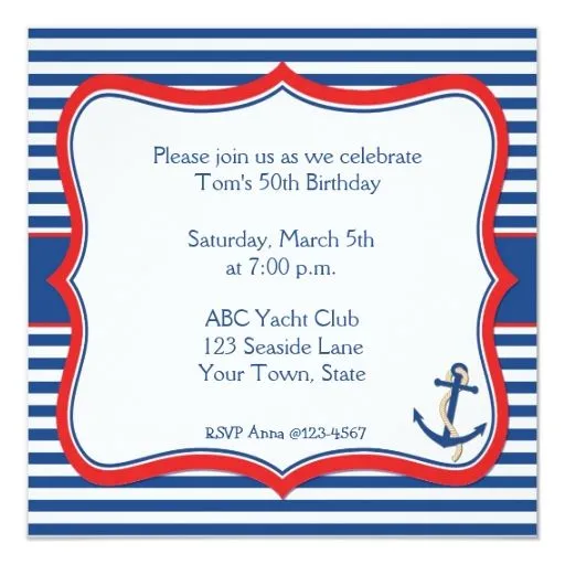 Invitación náutica de las rayas | Zazzle