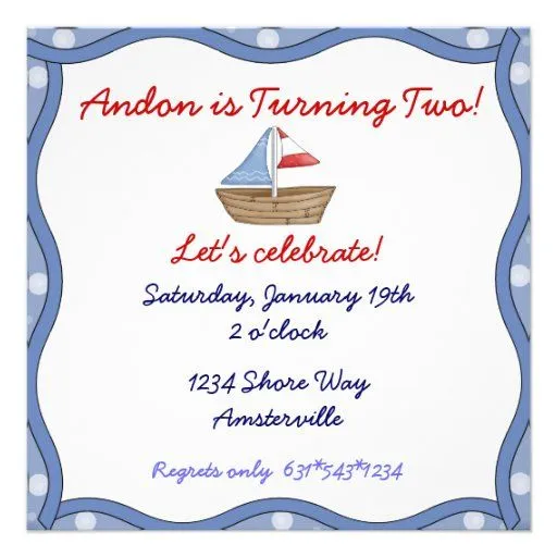 Invitación ondulada del velero del borde de Zazzle.