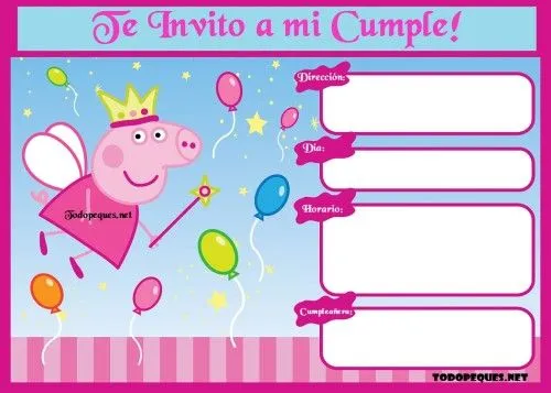Invitación de Peppa Pig para Cumpleaños | Todo Peques