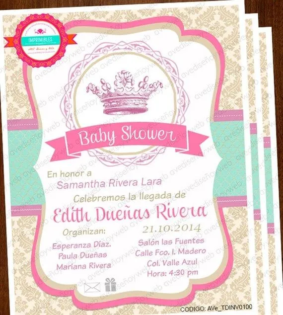 Invitacion Princesa Corona de Princesa por AVeDisenoImprimible Invitacion Princesa Corona de Princesa por AVeDisenoImprimible