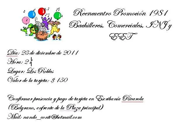 Tarjetas de invitación promocion secundaria - Imagui