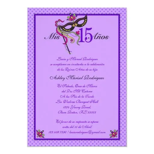 Invitación de Quinceañera de la máscara 15 | Zazzle