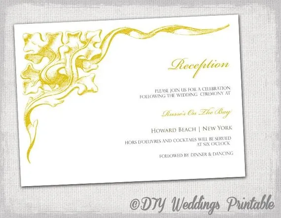 Invitación de recepción para imprimir por diyweddingsprintable Invitación de recepción para imprimir por diyweddingsprintable