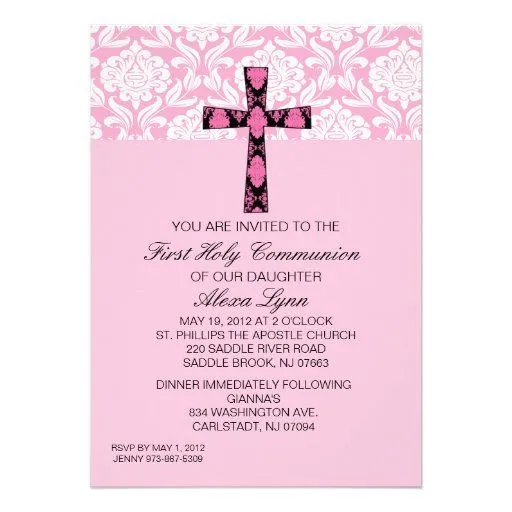 Invitación rosada de la comunión de la cruz del da de Zazzle. Invitación rosada de la comunión de la cruz del da de Zazzle.