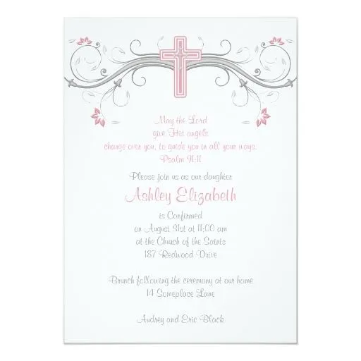Invitación rosada de la confirmación de la cruz | Zazzle Invitación rosada de la confirmación de la cruz | Zazzle