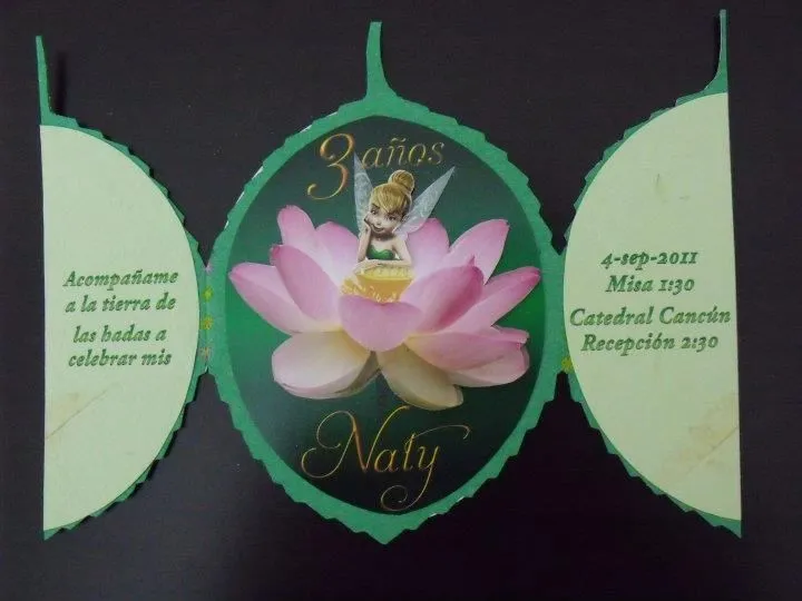 Invitación Tinkerbell en forma de hoja personalizada cumpleaños ... Invitación Tinkerbell en forma de hoja personalizada cumpleaños ...