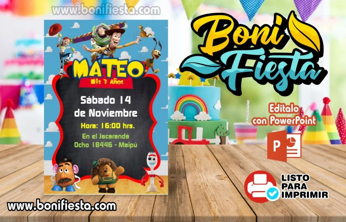 Invitación para Toy Story 4 - Boni Fiesta