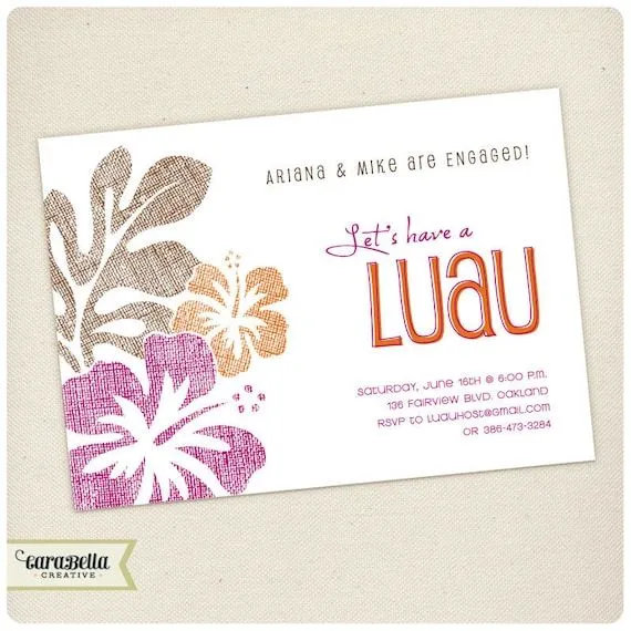 Invitación tropical hawaiana cumpleaños por CaraBellaCreative Invitación tropical hawaiana cumpleaños por CaraBellaCreative