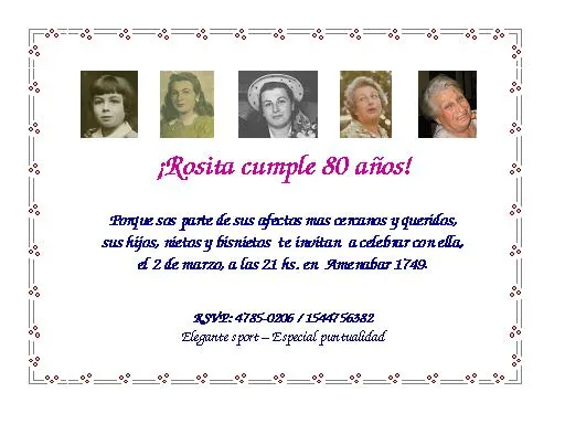 Invitación 80 años cumpleaños - Imagui