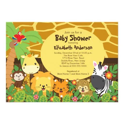 Invitaciónes de animalitos de la selva para baby shower - Imagui Invitaciónes de animalitos de la selva para baby shower - Imagui