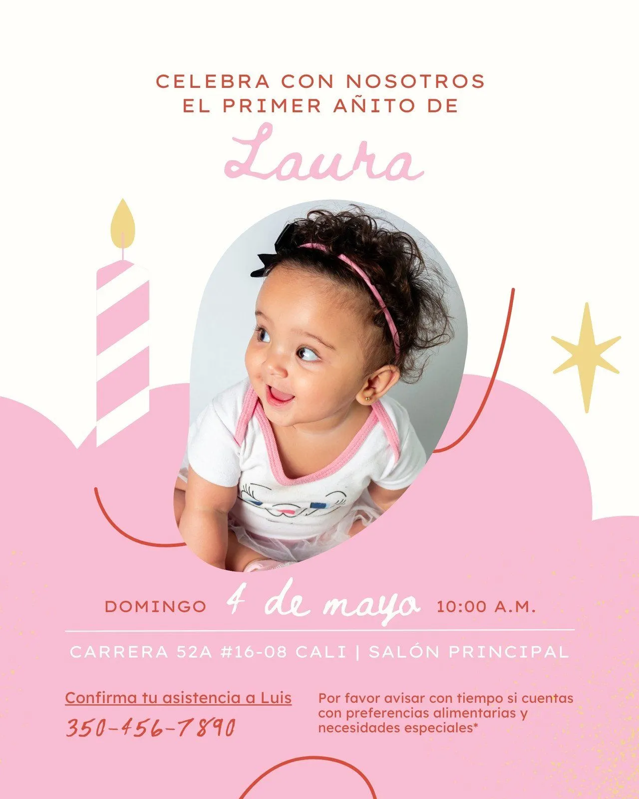 Invitaciones Para Primer Año gratis | Canva Invitaciones Para Primer Año gratis | Canva