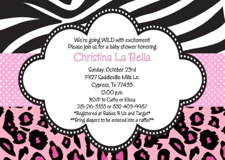 Invitaciónes para baby shower en animal print - Imagui