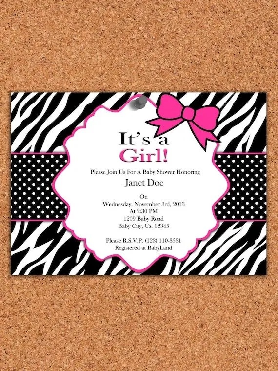 Invitación de baby shower cebrita - Imagui