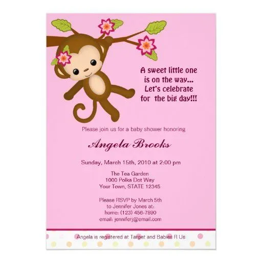 Invitaciónes de changuitas para baby shower - Imagui Invitaciónes de changuitas para baby shower - Imagui