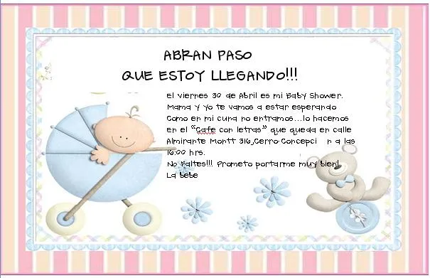 Mensaje de baby shower en español - Imagui