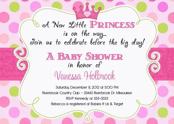 Invitaciónes de baby princesa - Imagui