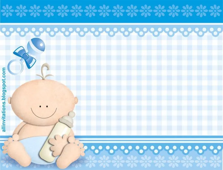 Plantilla Invitacion de Baby Shower bebe con biberon para niño ... Plantilla Invitacion de Baby Shower bebe con biberon para niño ...