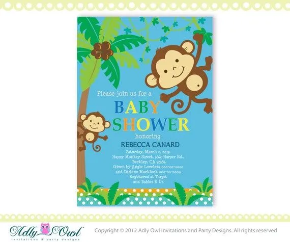 Invitaciónes baby shower niño monitos - Imagui