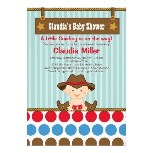 Invitaciónes para baby shower vaquero - Imagui