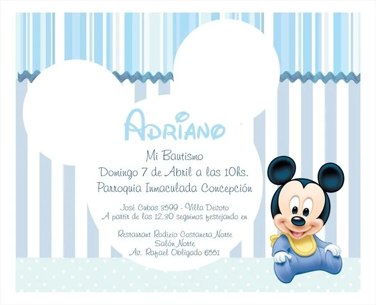 Tarjetas de primer año y bautismo con Mickey - Imagui Tarjetas de primer año y bautismo con Mickey - Imagui