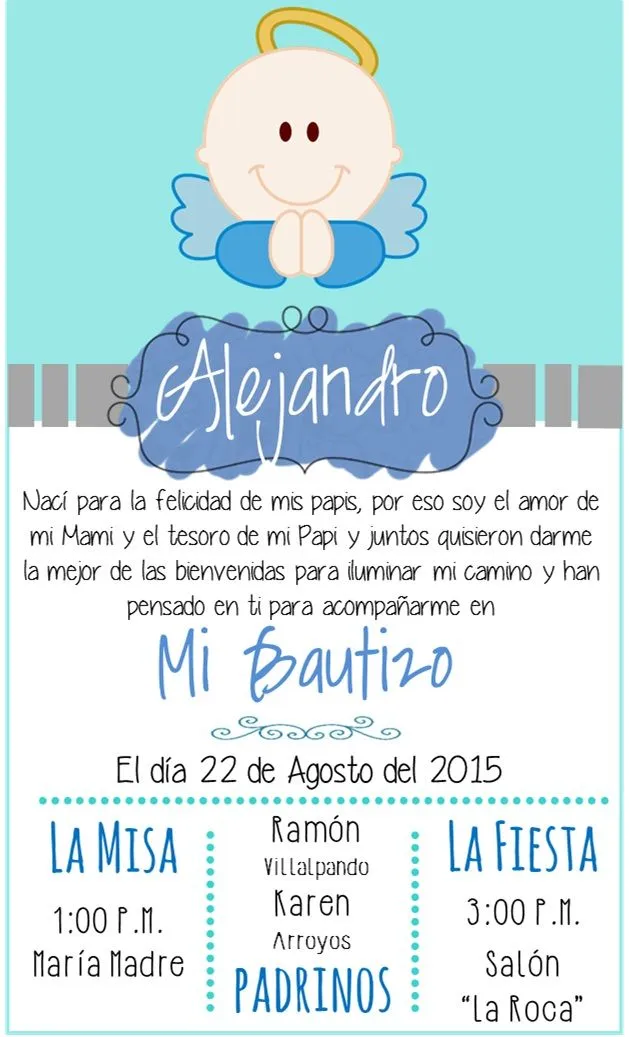 invitaciones para bautizo | fiesta de dul y Angel | Pinterest