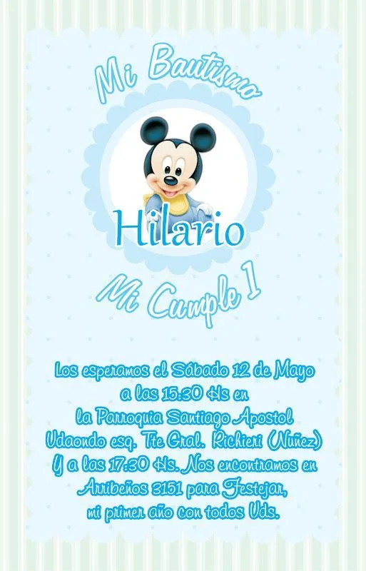 Invitaciones De Bautizo Para Imprimir con micky mouse | miren ...
