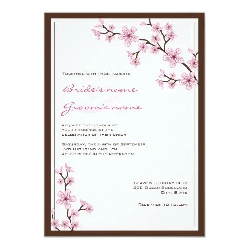 Invitaciones del boda de la flor de cerezo invitación 5" x 7" | Zazzle Invitaciones del boda de la flor de cerezo invitación 5" x 7" | Zazzle