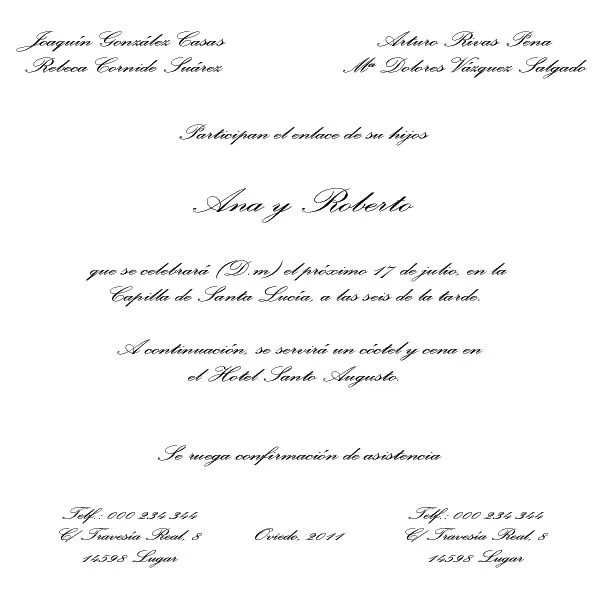 Ejemplos De Invitaciones De Boda