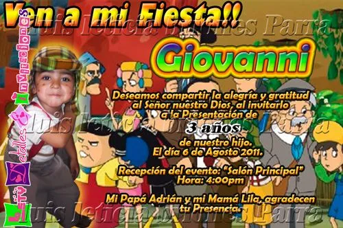 Invitaciones del Chavo del Ocho animado para imprimir - Imagui