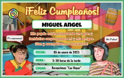 Invitaciones del Chavo del Ocho animado para imprimir - Imagui