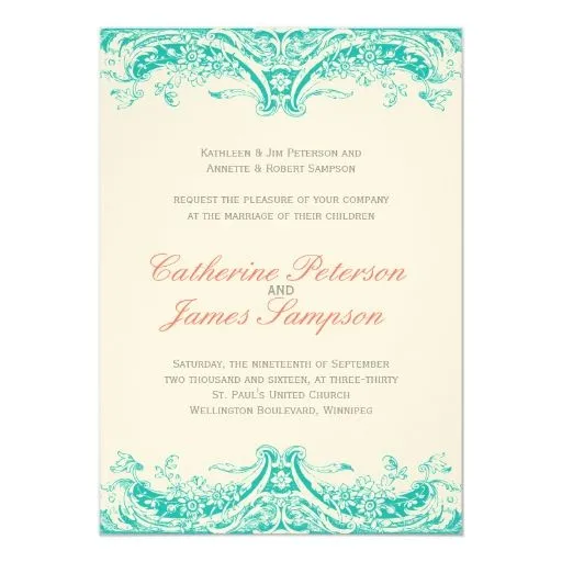 Invitaciones con clase de la turquesa y del boda invitación 12,7 x ... Invitaciones con clase de la turquesa y del boda invitación 12,7 x ...