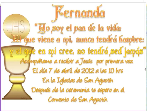 Tarjetas y oraciones de Primera Comunión - Imagui Tarjetas y oraciones de Primera Comunión - Imagui